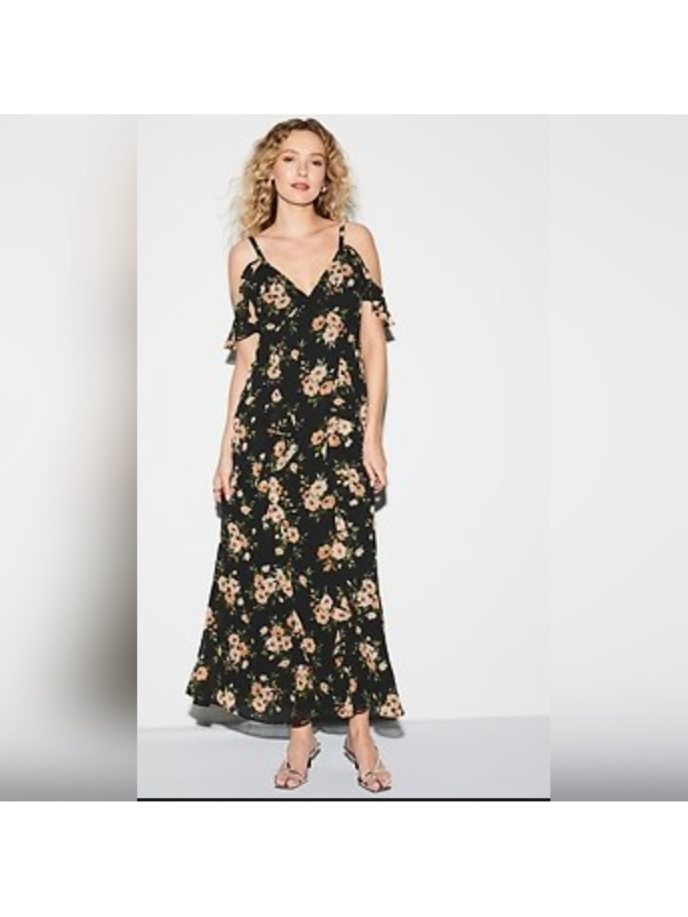 Old Navy Black Maxi Dress with Floral Print The Occasion collection NWT Size 4